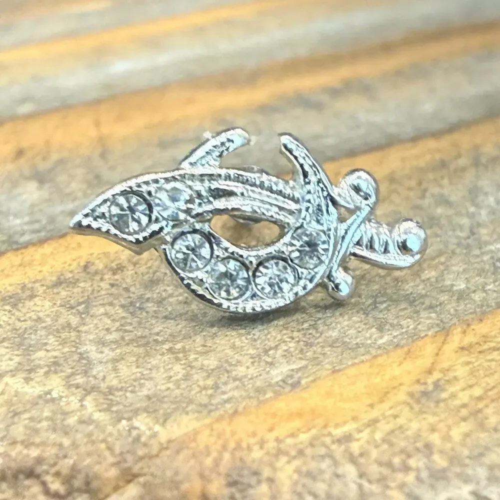 Vintage Sterling Freemason Masonic Shriner Logo Scimitar Crescent Lapel Pin